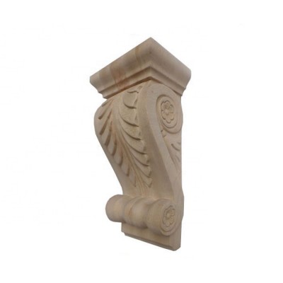 fancy solid wood hand carved decorative corbel with leaf