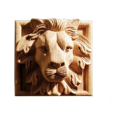 Hand-carved decorative antique lion solid wood onlay