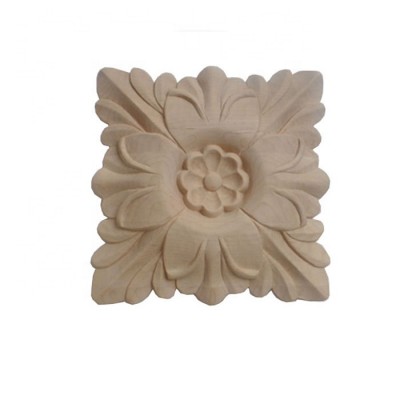 fancy hand carved decorative square flower wood onlay